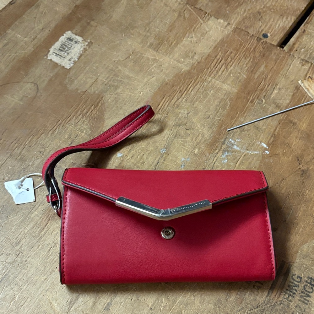 Elegant Red Leather Wristlet by [Brand]